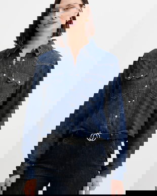 United Colors of Benetton camasa jeans cu guler clasic, regular