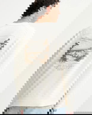 Marc O'Polo hanorac de bumbac culoarea bej, cu imprimeu, 528401054020