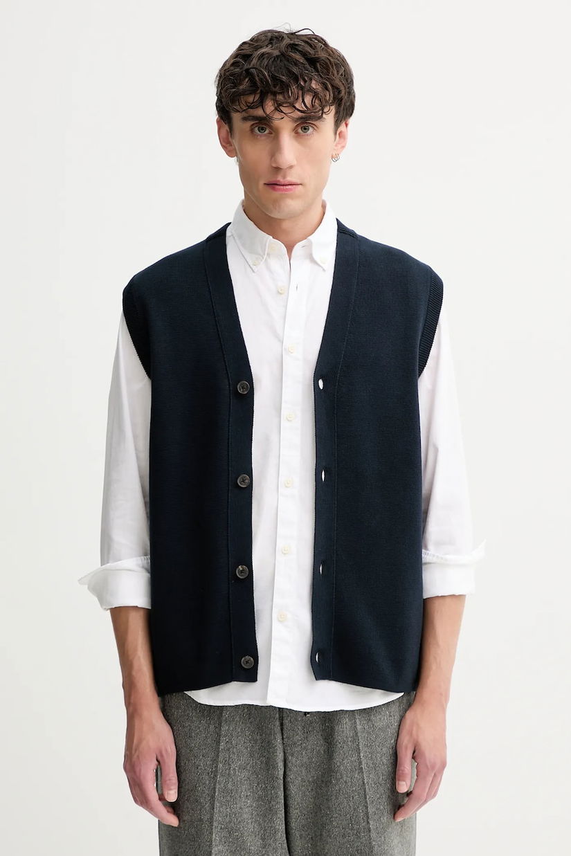 Marc O'Polo vestă din bumbac culoarea bleumarin, 528501665000