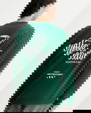 Marc O'Polo hanorac de bumbac culoarea verde, cu imprimeu, 5000007320