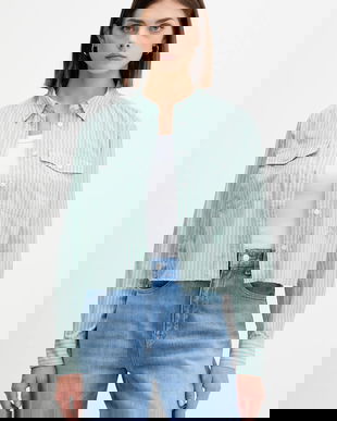 Tommy Jeans cămașă din bumbac culoarea verde, cu guler clasic, relaxed, DW0DW21453