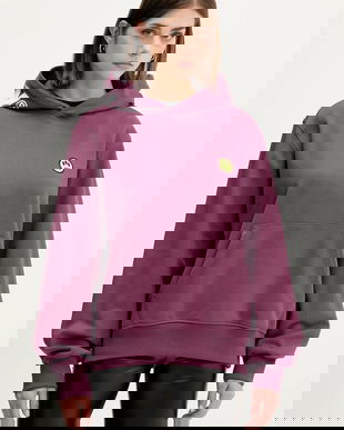 Barrow hanorac de bumbac culoarea violet, cu glugă, cu imprimeu, F5BWUAHS058