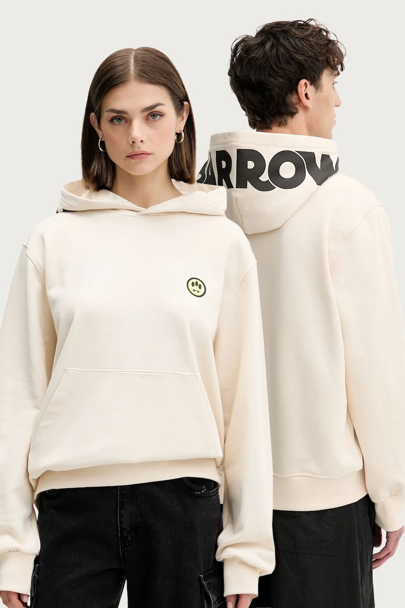 Barrow hanorac de bumbac culoarea bej, cu glugă, cu imprimeu, F5BWUAHS058