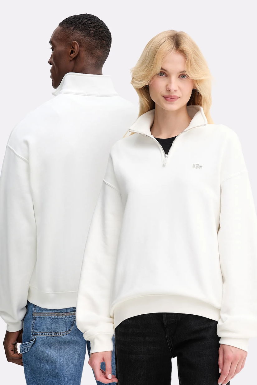Lacoste hanorac de bumbac culoarea bej, neted, SH7759