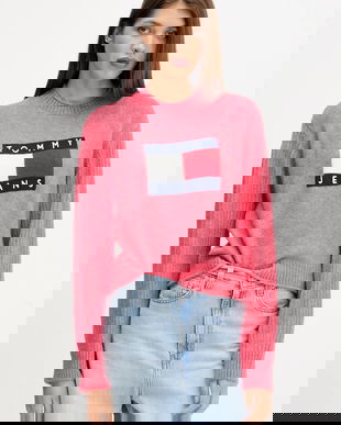 Tommy Jeans pulover din amestec de lână culoarea roz, light, DW0DW21782