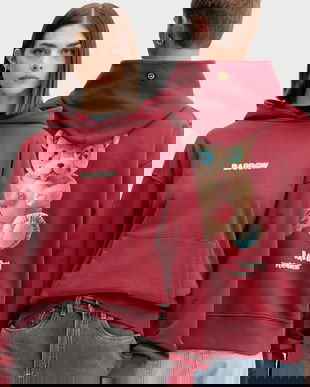 Barrow hanorac de bumbac culoarea bordo, cu glugă, cu imprimeu, F5BWUAHS047