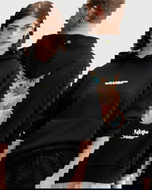 Barrow hanorac de bumbac culoarea negru, cu glugă, cu imprimeu, F5BWUAHS047