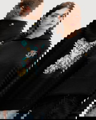 Barrow hanorac de bumbac culoarea negru, cu glugă, cu imprimeu, F5BWUAHS051