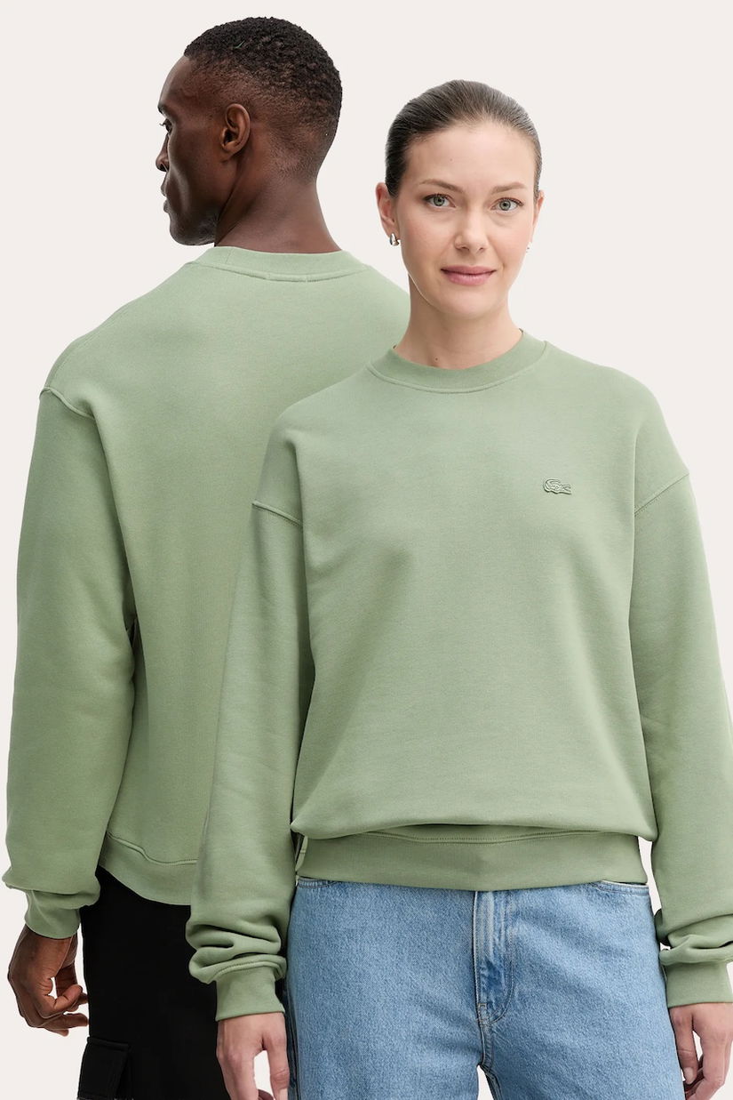 Lacoste hanorac de bumbac culoarea verde, uni, SH7745