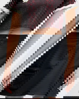 adidas Originals fustă Cargo Miniskirt culoarea negru, mini, evazati, JJ3087