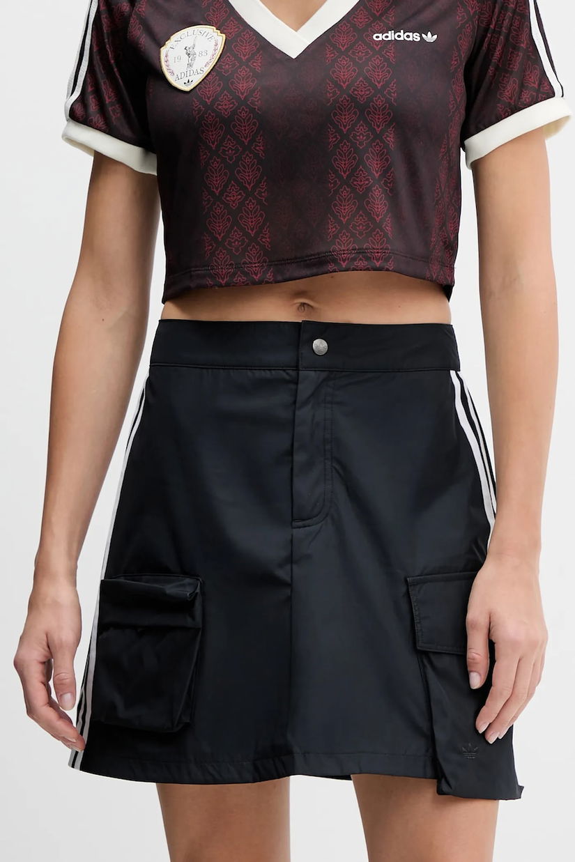 adidas Originals fustă Cargo Miniskirt culoarea negru, mini, evazati, JJ3087