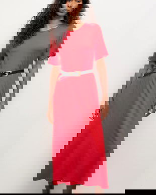 Answear.LAB rochie culoarea rosu, maxi, evazati