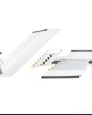 Dormitor Verona Alb/Gri cu pat 140x200 cm