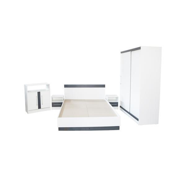 Dormitor Verona Alb/Gri cu pat 140x200 cm