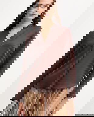 Joop! bluză culoarea maro, uni, 30048651