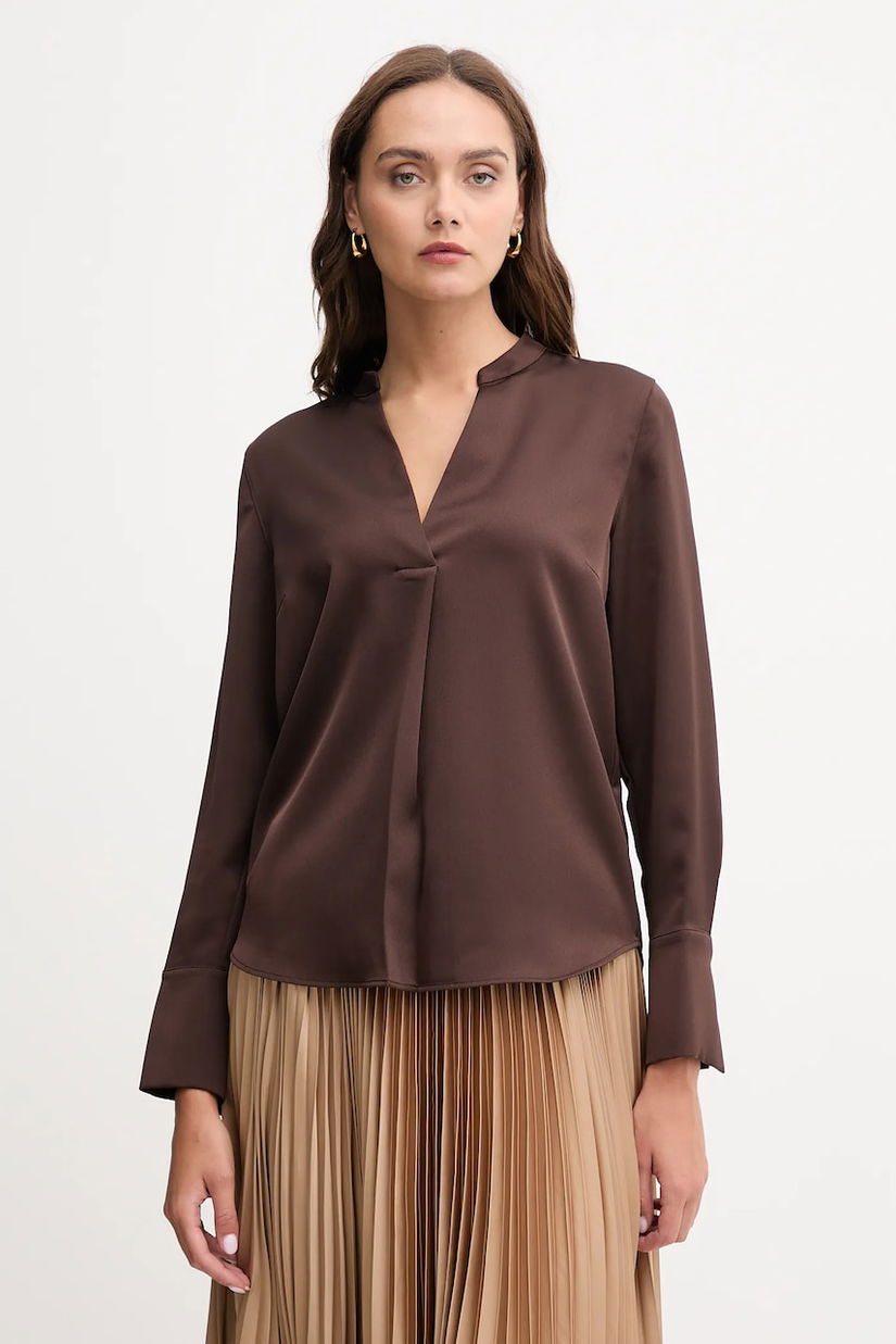 Joop! bluză culoarea maro, uni, 30048651