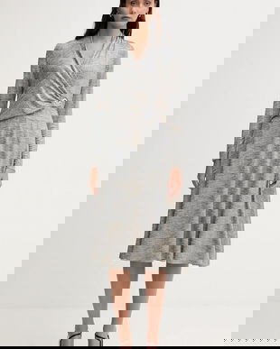 Joseph Ribkoff rochie culoarea argintiu, midi, evazați, 253285