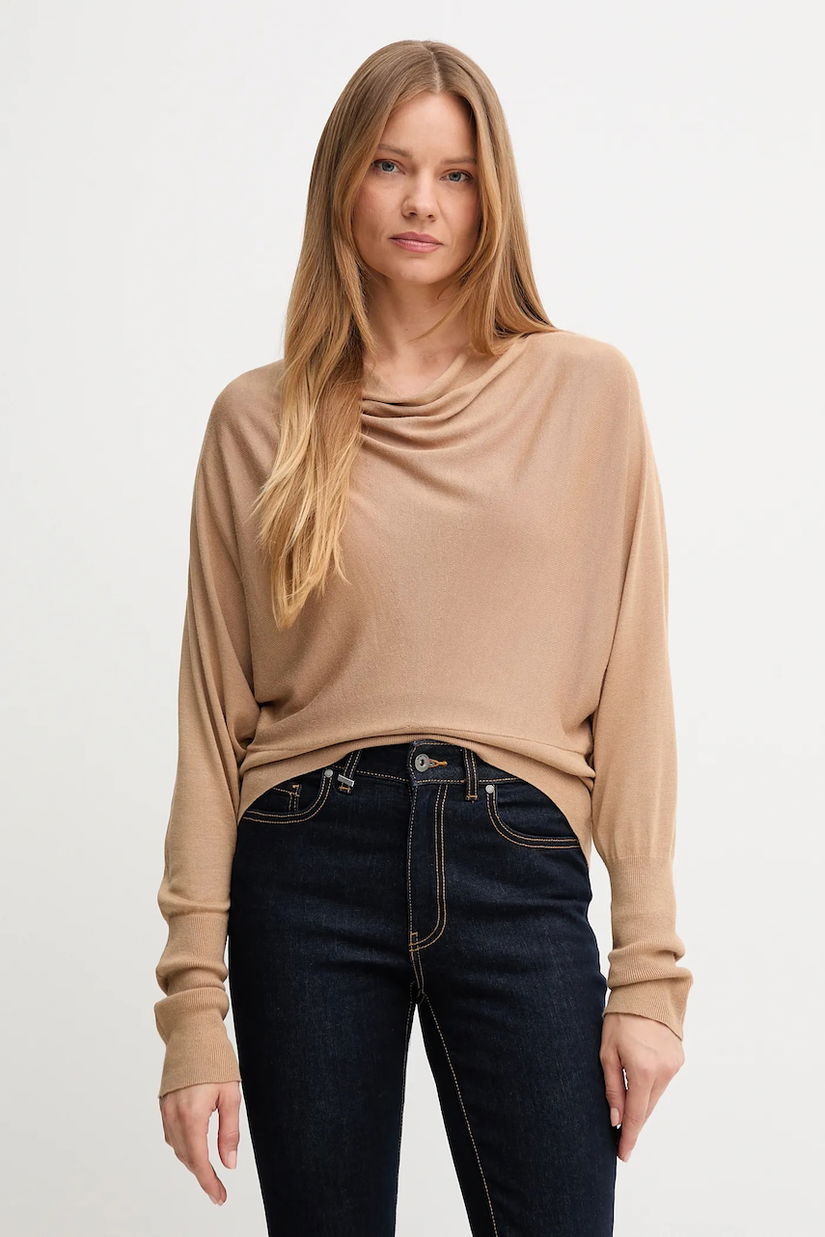 United Colors of Benetton pulover de mătase culoarea bej, light, 1ZRED10E8