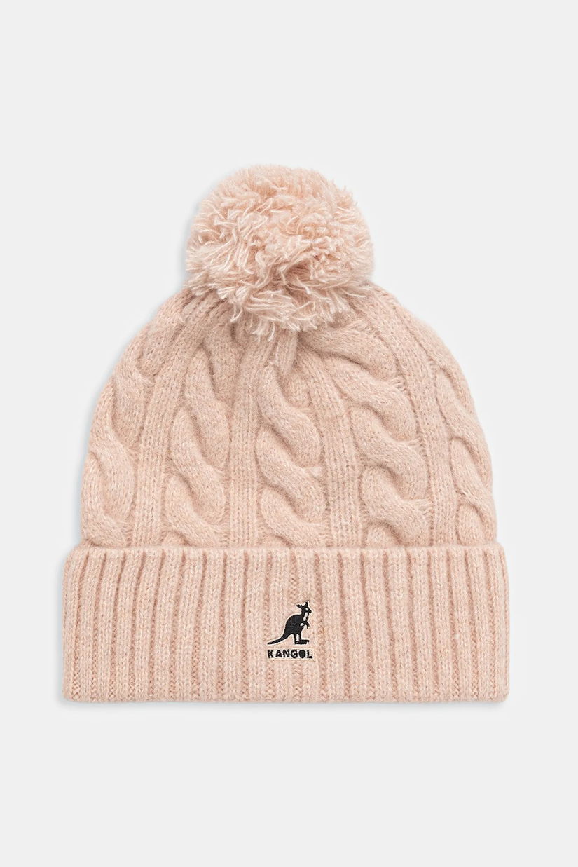 Kangol căciulă din amestec de lână POMPOM culoarea roz, K4460SM.LP683
