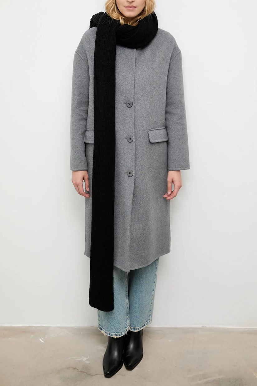 Answear.LAB esarfa de lana culoarea negru, neted