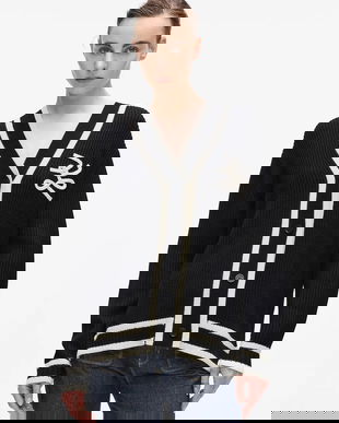 Karl Lagerfeld cardigan cu lână negru pentru femei A4W18052