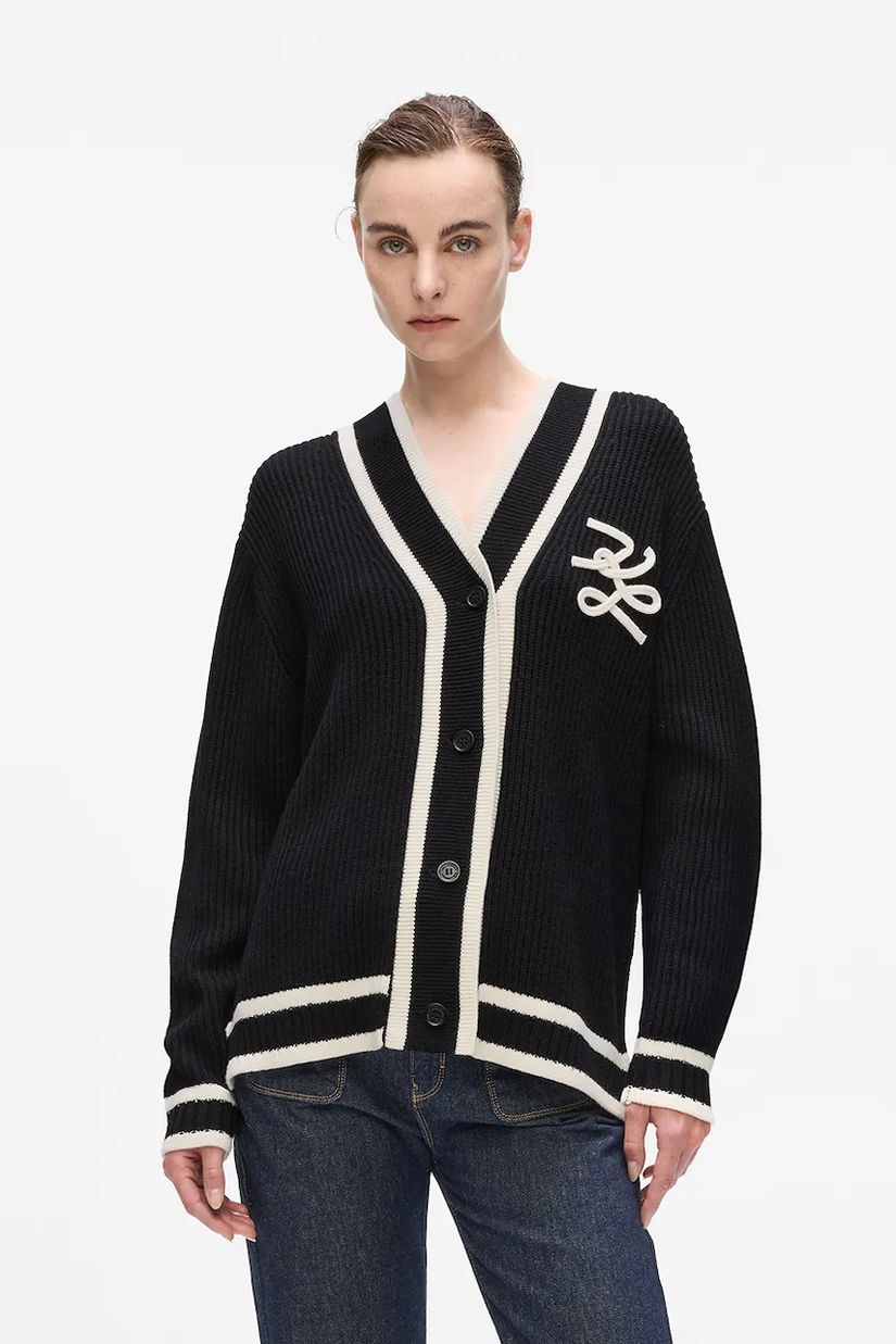 Karl Lagerfeld cardigan cu lână negru pentru femei A4W18052