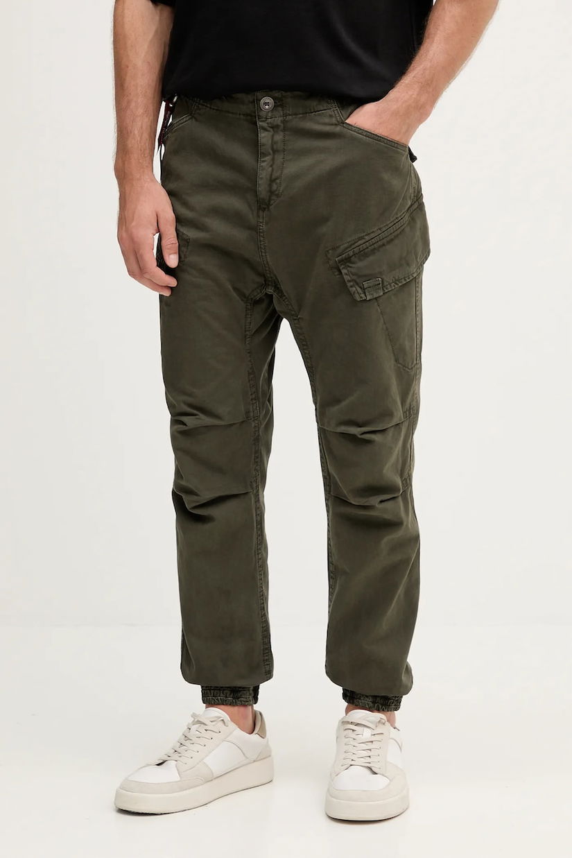 Alpha Industries pantaloni de bumbac pantaloni cargo verzi pentru bărbați 258204.136