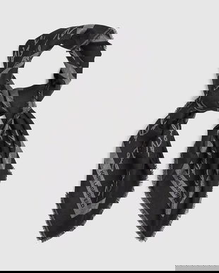 Karl Lagerfeld eșarfă cu mătase rochie neagră cu model pentru femei A4W33034