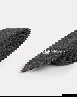 Karl Lagerfeld Jeans cravată de bumbac culoarea gri, cu imprimeu, A4W33086