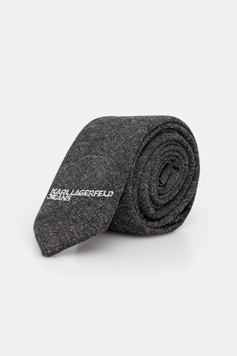 Karl Lagerfeld Jeans cravată de bumbac culoarea gri, cu imprimeu, A4W33086