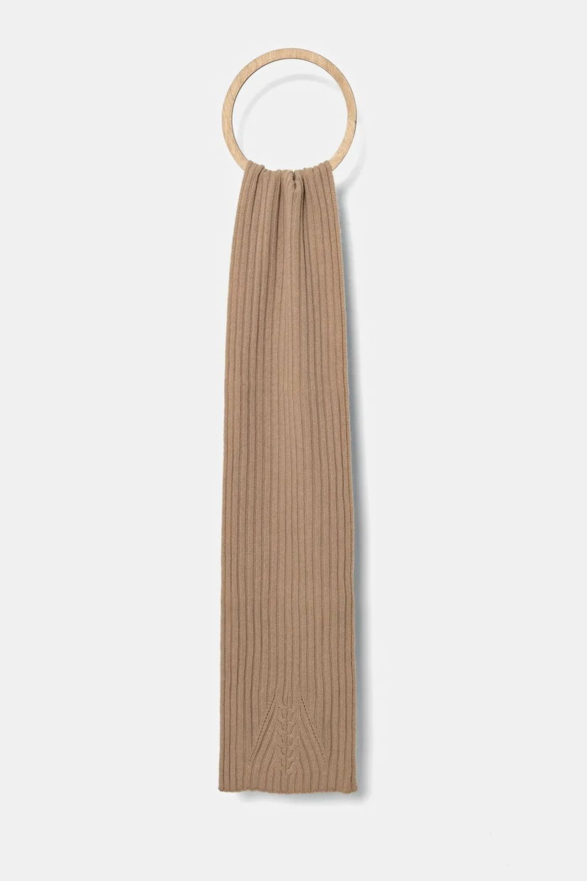 United Colors of Benetton esarfa de lana culoarea bej, neted, 1244DU01G