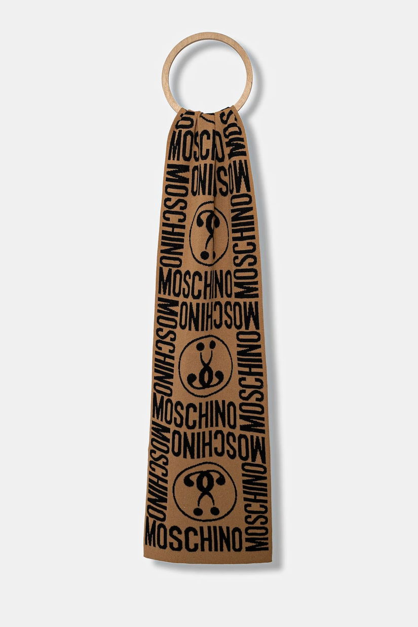 Moschino fular din amestec de lână culoarea maro, cu model M2966 30623