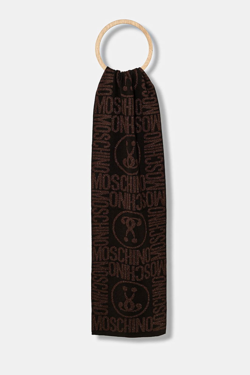 Moschino fular din amestec de lână culoarea maro, cu model M2966 30623