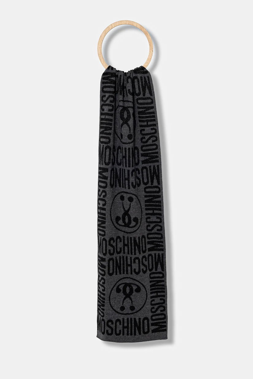 Moschino fular din amestec de lână culoarea gri, cu model M2966 30623