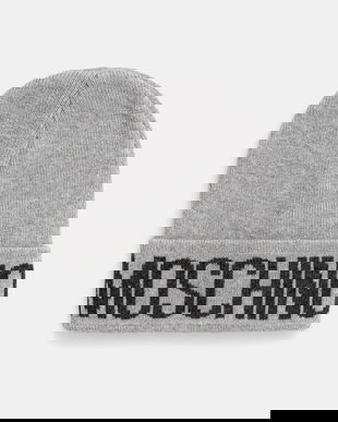 Moschino căciulă din amestec de lână culoarea maro, din tricot gros, M5672 60102