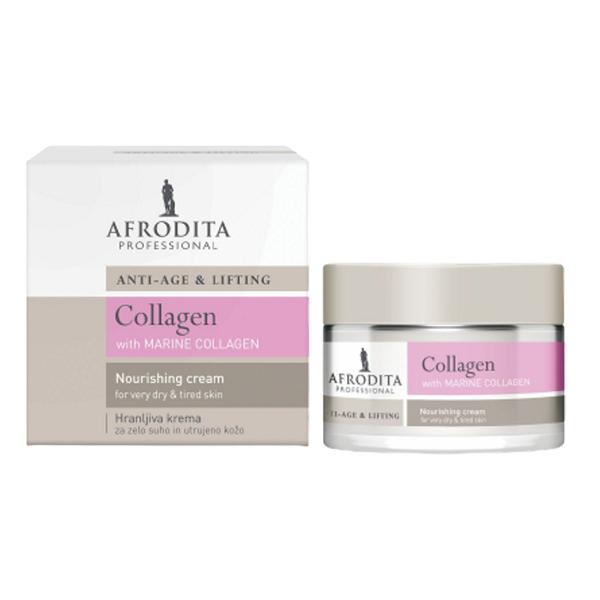 Crema Nutritiva pentru Ten Uscat si Obosit - Cosmetica Afrodita Anti-Age &amp; Lifting Collagen Nourshing Cream, 50 ml