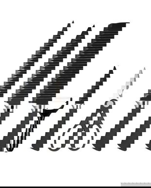 Set cutite, 6 elemente, fier/pvc, negru