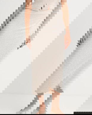 OUI fustă de lână culoarea bej, maxi, creion, 88299