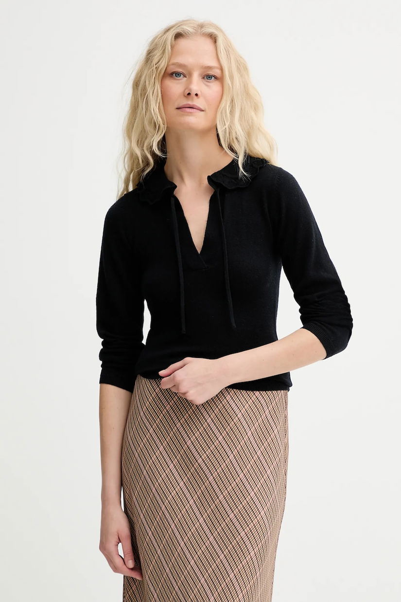 MUNTHE pulover de lână LIVO culoarea negru, light, 253161525373