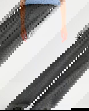 MUNTHE pantaloni LUPON culoarea gri, lat, high waist, 253142525309