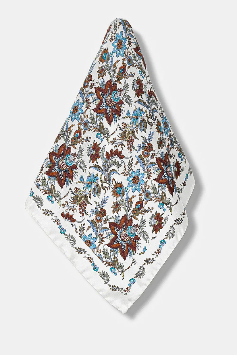 Eton batistă de buzunar de mătase culoarea alb, 100013715