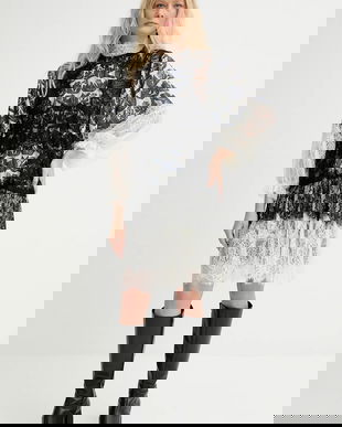 MUNTHE rochie din amestec de mătase LISSO culoarea alb, mini, evazați, 253131425322