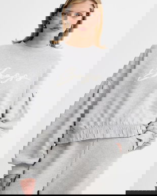 BOSS Orange hanorac de bumbac culoarea gri, melanj, 50547796