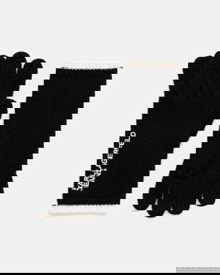 Karl Lagerfeld Jeans mănuși din amestec de lână culoarea negru, A4W33090