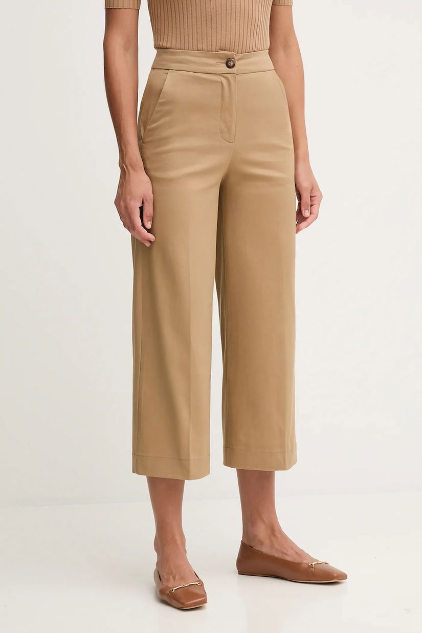 United Colors of Benetton pantaloni culoarea verde, lat, high waist, 4SJCDF09W