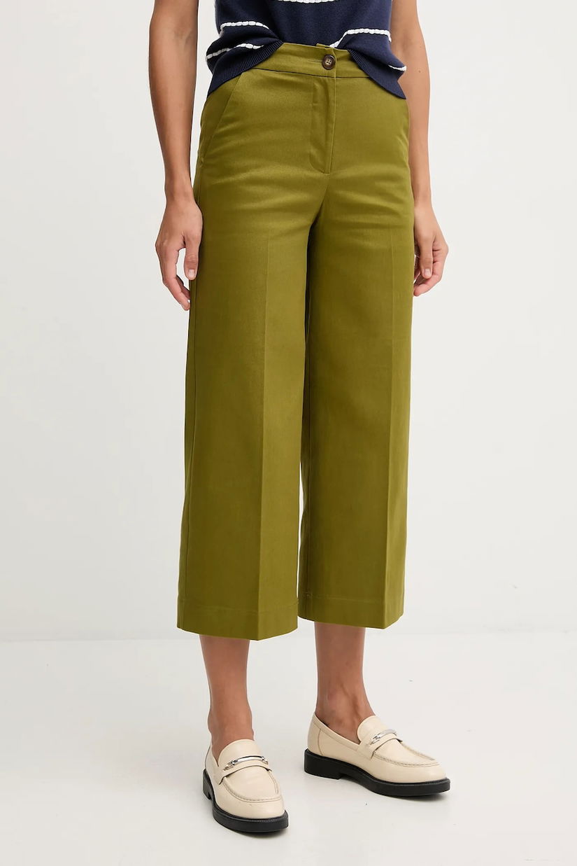 United Colors of Benetton pantaloni culoarea verde, lat, high waist, 4SJCDF09W
