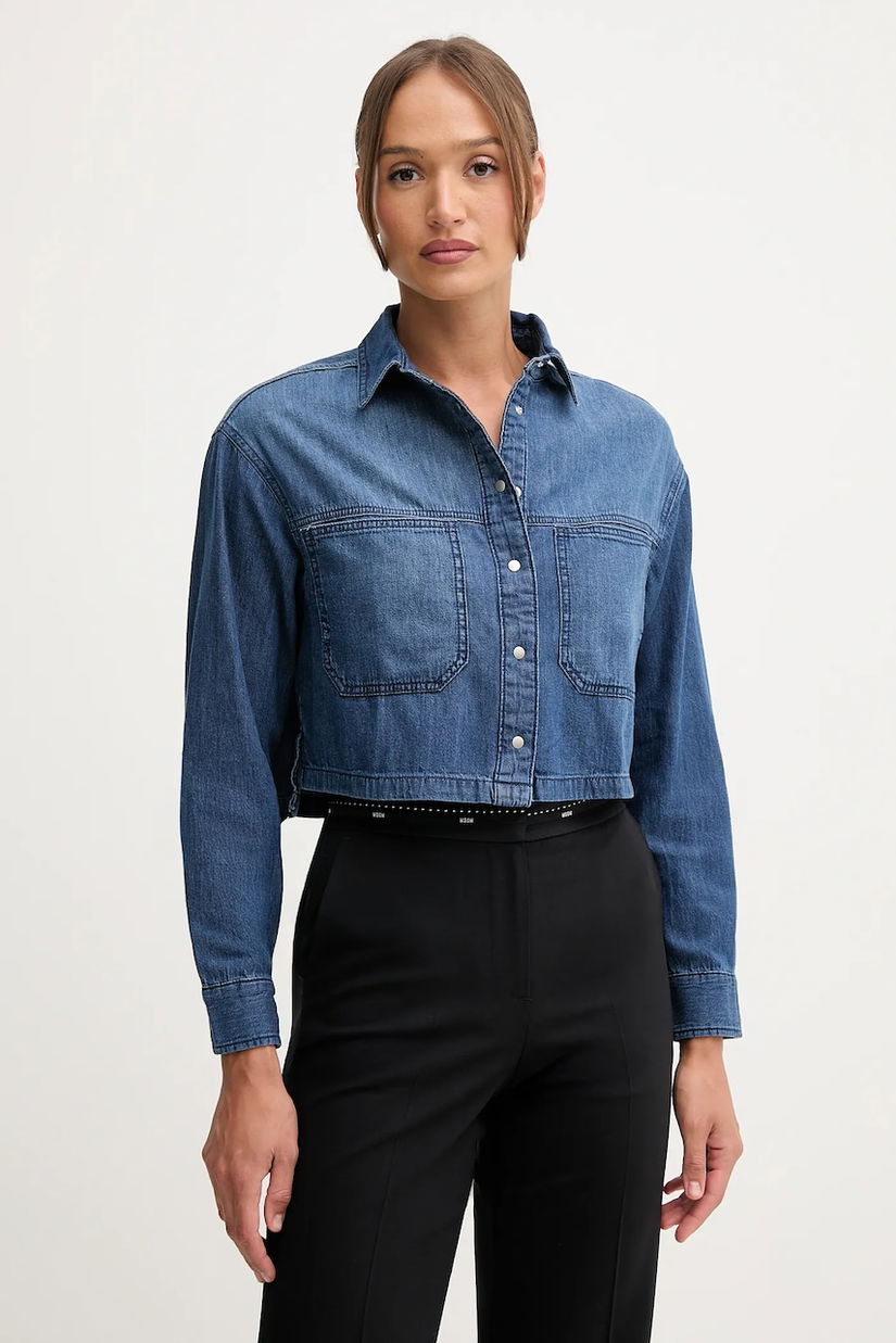 United Colors of Benetton cămașă din bumbac denim cu guler clasic, relaxed, 528SDQ0C7