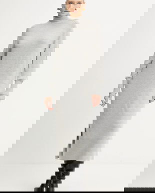 BOSS Orange rochie din lână culoarea gri, maxi, drept, 50548961