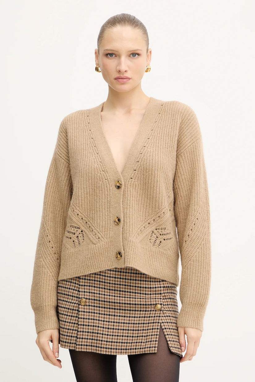 BOSS Orange cardigan de lână culoarea verde, 50548940