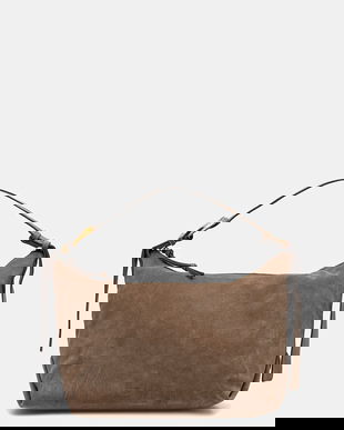 Hoss Intropia geantă de mână din piele întoarsă culoarea verde, 2052035